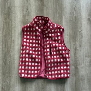 Checkered Pink and White Fleece Vest